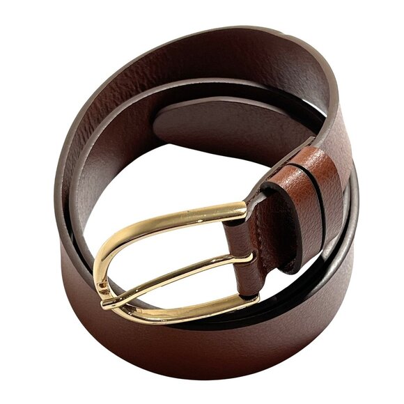 Nordstrom Trouser Fit Leather Belt in Brown with Gold Buckle main image 4